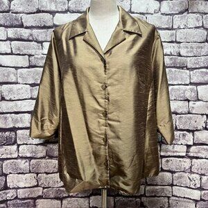 Venezia Taupe Button Down Top Size 18/20